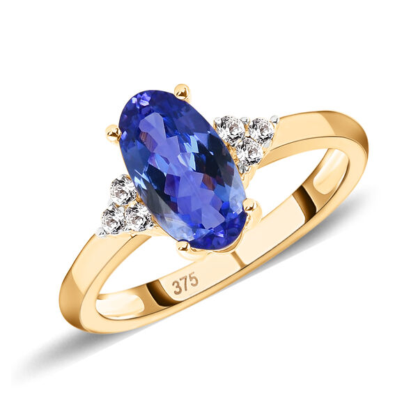 AA Tansanit und Zirkon Seitenstein Ring 375 Gelbgold image number 4