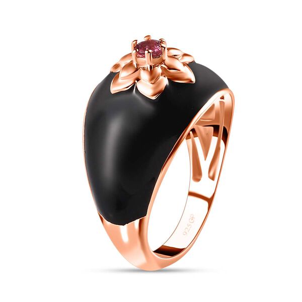 GP Italienische Garten Kollektion - Rosa Turmalin, Kanchanaburi Blauer Saphir Ring 925 Silber Roségold Vermeil (Größe 21.00) ca. 0.15 ct image number 5