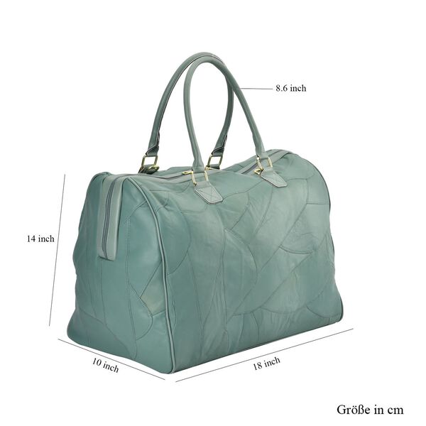 Stylische Patchwork-Reisetasche aus Schafsleder, grün image number 7