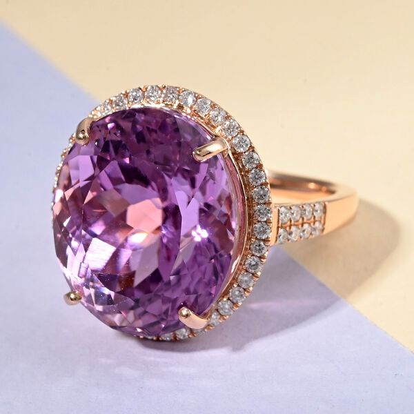 ILIANA AAA Patroke Kunzit und  SI-GH Diamant-Halo-Ring in 750 Roségold - 18,85 ct. image number 8