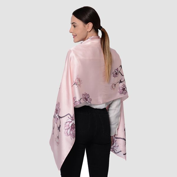 LA MAREY: Bedruckter Schal aus 100 %  Maulbeerseide, Schn&ouml;rkelmuster, inkl. Geschenkbox, Rosa-Gold image number 3