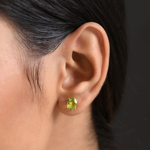 D'Joy Peridot Ohrringe 925 Silber 750 Gelb Vergoldet ca. 2.43 ct image number 3