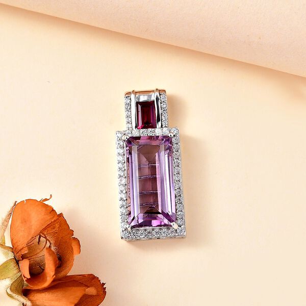 Rose De France Amethyst, Rhodolith Granat und Zirkon-Anh&auml;nger - 13,63 ct. image number 2