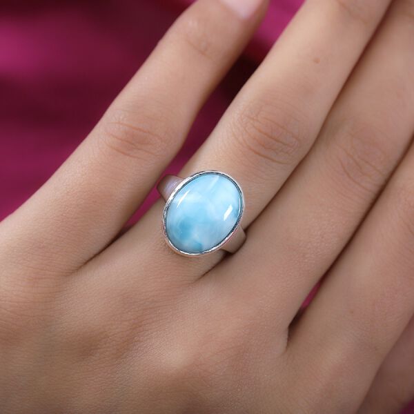 Larimar Solit&auml;r Ring 925 Silber Platin-&Uuml;berzug image number 3