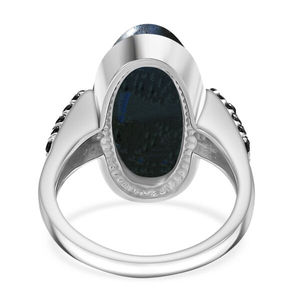 EVER TRUE Labradorit, Schwarzer Spinell Ring 316L Edelstahl (Größe 20.00) ca. 9.89 ct image number 4