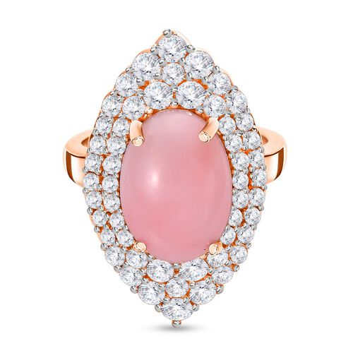 AA rosa Opal und Zirkon Ring - 7,17 ct. image number 0