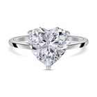 Weißer Herz Zirkonia Ring, 925 Silber rhodiniert (Größe 19.00) ca. 5,65 ct