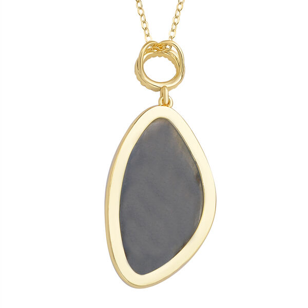 Labradorit und Zirkonia Anhänger mit 60cm Kette image number 4