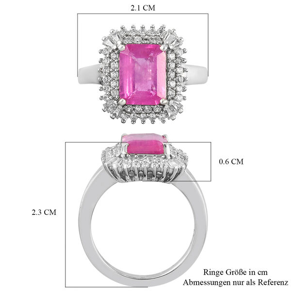 Ilakaka Rosa Saphir und Zirkon Halo-Ring, 925 Silber platiniert, 3,91 ct. image number 7