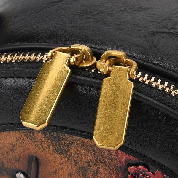 Runde Crossbody-Bag mit Pflaumenbl&uuml;ten-Pr&auml;gung, 19x8x18 cm, Braun image number 6