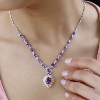 AA Marokkanische Amethyst und Zirkon-Halskette, 45 cm - 9,13 ct.