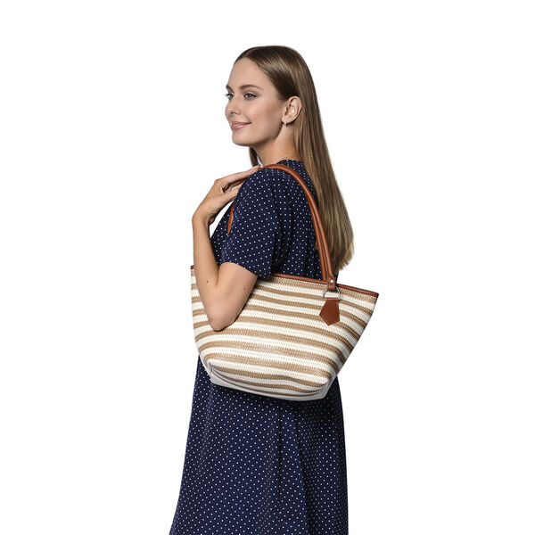 Handtasche f&uuml;r Damen, Braun und Wei&szlig; image number 3