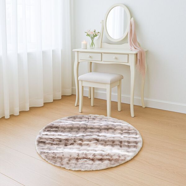 Runder Kunstfell-Teppich mit Schaumstoffunterlage, 120cm, Beige image number 3