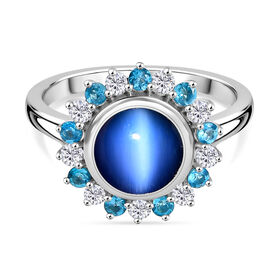 D'Joy Aurora Mondstein, Weißer Zirkon Ring 925 Silber rhodiniert (Größe 18.00) ca. 2,99 ct