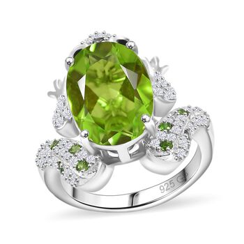 GP Trionfo Kollektion - Chartreuse Quarz, Zirkon, schwarzer Spinell, Chromdiopsid und Kanchanaburi blauer Saphir-Ring - 6,73 ct.
