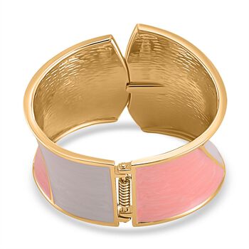 Rosa-Wei&szlig; Eleganz Armreif - Modernes Wellen-Design, Emailliert