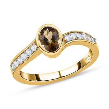 Nat&uuml;rlicher, goldener Tansanit und Zirkon-Ring - 0,99 ct.