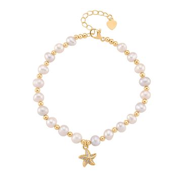 Mehrfarbige S&uuml;&szlig;wasser Perle (4-5 mm), Zirkonia Armband ca. 19cm + 5cm Extender, Nickelfreies Messing Ros&eacute;gold Vermeil