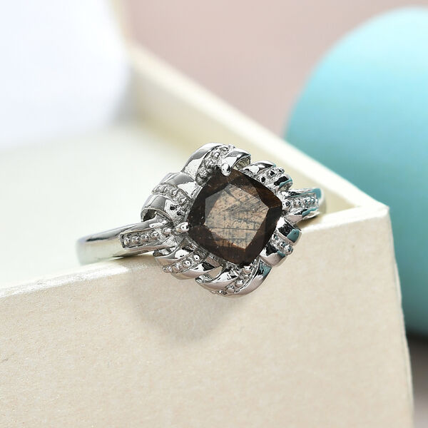 Schokoladen Saphir Ring Edelstahl  ca. 2,13 ct image number 2