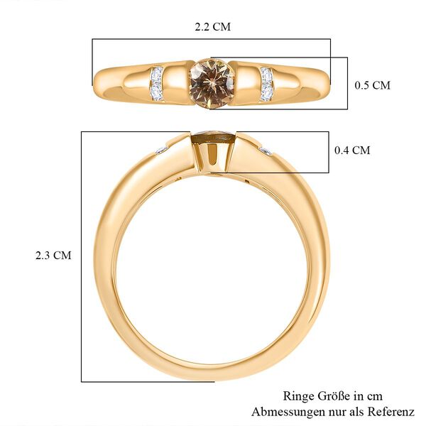 AA Natürlicher goldener Tansanit und Moissanit Ring - 0,43 ct. image number 7