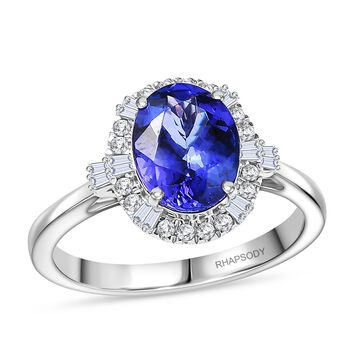 Rhapsody AAAA Tansanit, Wei&szlig;er Diamant Ring 950 Platin (Gr&ouml;&szlig;e 17.00) ca. 2,97 ct