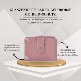 Jacquard-Schal aus Viskose und Geldb&ouml;rse aus PU-Leder mit RFID-Schutz Rosa