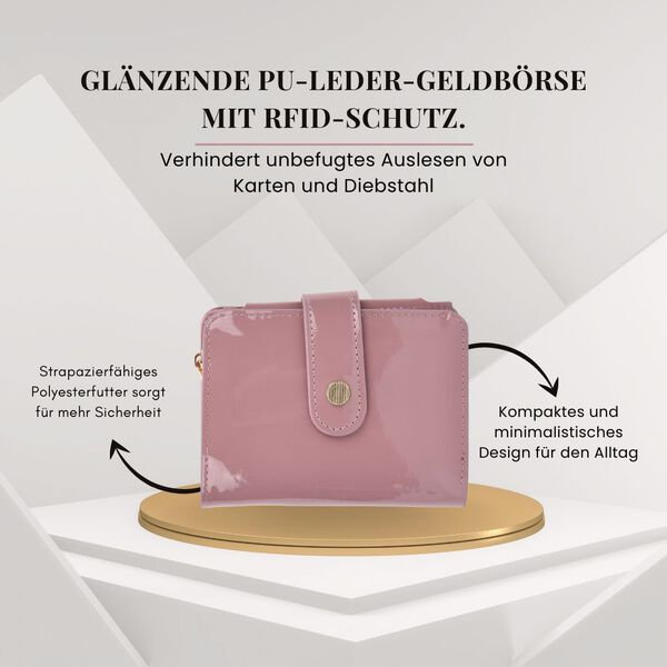 Jacquard-Schal aus Viskose und Geldbörse aus PU-Leder mit RFID-Schutz Rosa image number 2