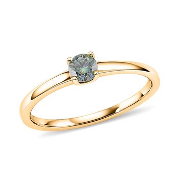 D'Joy blauer Moissanit Ring, 925 Silber vergoldet - 0,30 ct.