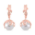 Weiße Muschelkernperle Ohrringe Messing