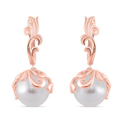 Wei&szlig;e Muschelkernperle (11-13 mm) Ohrringe Nickelfreies Messing