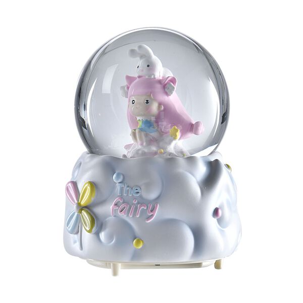 Glitzerkugel mit Musik, Der Hase und das M&auml;dchen, 11x15.5cm, wei&szlig; image number 4