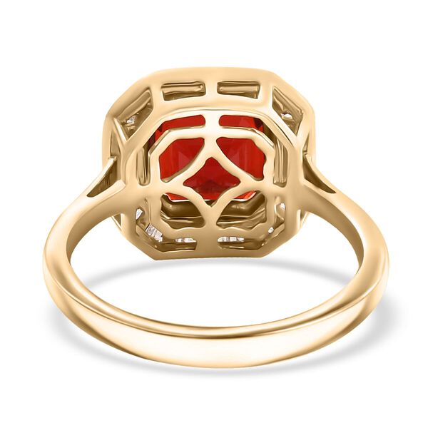 LUXORO AAAA Mexikanischer Kirschfeueropal und Diamant Ring in 417 Gold - 2,13 ct. image number 4