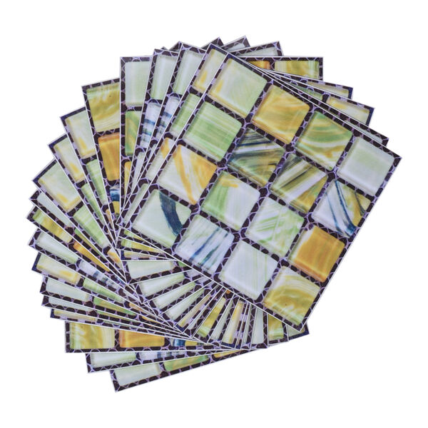 20er-Set - Mosaik-Wandaufkleber, Grün-Gelb-Blau image number 2