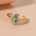 Natürlicher Peridot und Zirkon Ring 925 Silber vergoldet  ca. 0,99 ct image number 1