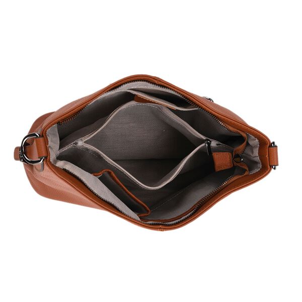 Leder-Crossbody-Tasche mit 3 Tragevarianten, 32x12x25 cm, Braun image number 8