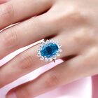 Capri-Blau Triplett Quarz und weißer Zirkon-Ring, 925 Silber platiniert  ca. 8,86 ct image number 2