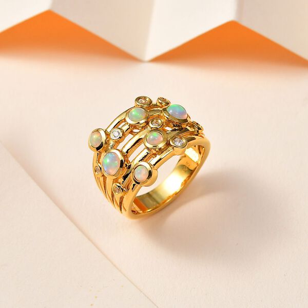 AA natürlicher, äthiopischer Welo Opal und Zirkon-Ring - 0,93 ct. image number 2