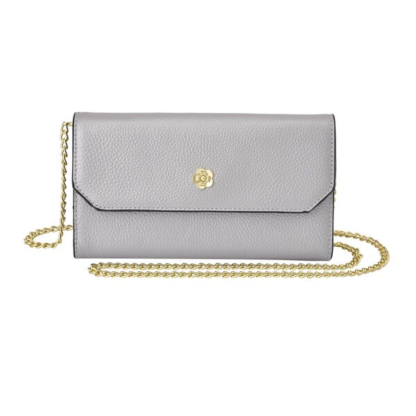 Echtleder Clutch, grau