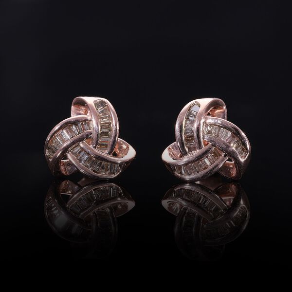 LUXURIANT SI-GH SGL zertifizierte Labor Diamant Liebesknoten Ohrringe, 925 Silber 750 Ros&eacute;gold Vermeil - 0,25 ct. image number 1