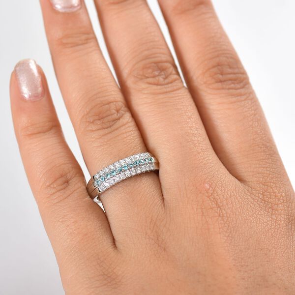 RHAPSODY zertifiziert und geprüft AAAA Paraiba Turmalin und VS-EF Diamant Ring in 950 Platin - 0,66 ct. image number 2