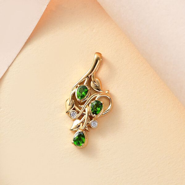 Nat&uuml;rlicher Chromdiopsid und Zirkon-Anh&auml;nger - 0,53 ct. image number 2