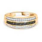 Djoy Alexandrit, Moissanit Ring 925 Silber 750 Gelbgold Vermeil (Größe 19.00) ca. 0.83 ct