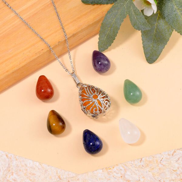 Austauschbarer Edelstein Anh&auml;nger mit Kette, ca, 50cm, ca. 0,01 ct. image number 1