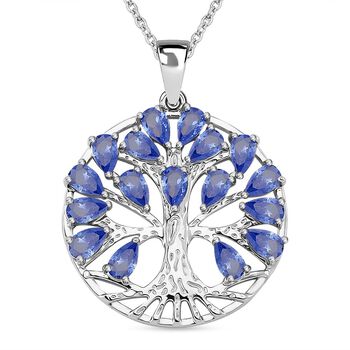 Blauer Zirkonia Halskette ca. 50 cm Messing