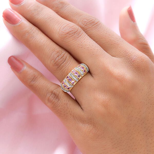 Rosa Saphir und Zirkon-Ring - 1,04 ct. image number 3