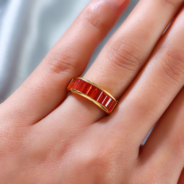 Purpurroter Feueropal-Ring, 925 Silber Gelbgold Vermeil  ca. 1,45 ct image number 3