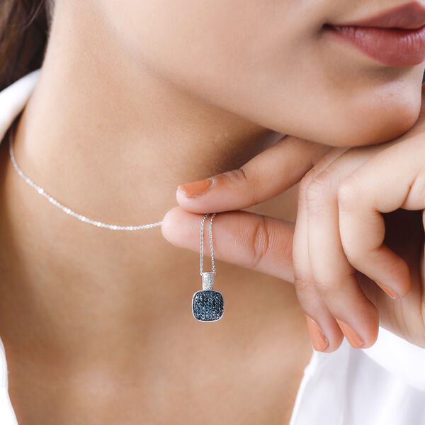 Blauer Diamant Anh&auml;nger mit Kette im Schmuckset, 925 Silber platiniert ca. 0,50 ct image number 1