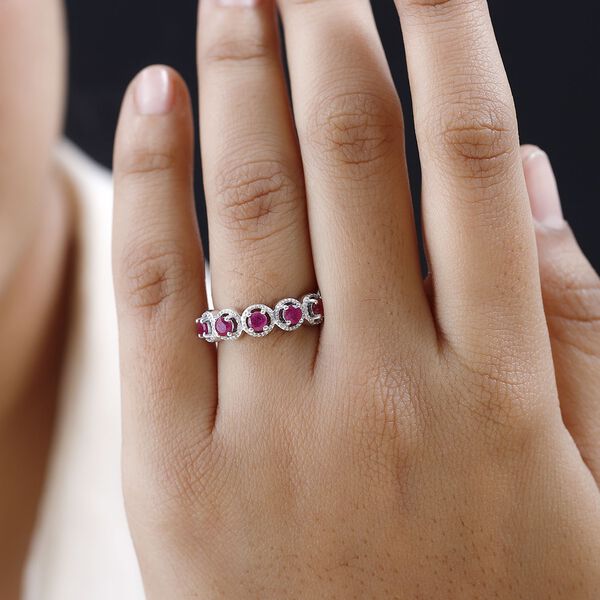 Afrikanischer Rubin (Fissure gefüllt) Ringe 925 Silber platiniert (Größe 16.00) ca. 0,88 ct image number 3