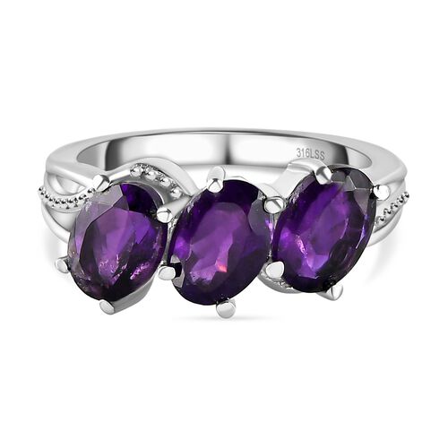 Afrikanischer Amethyst-Ring, (Größe 21.00) Edelstahl, ca. 2,16 ct image number 0
