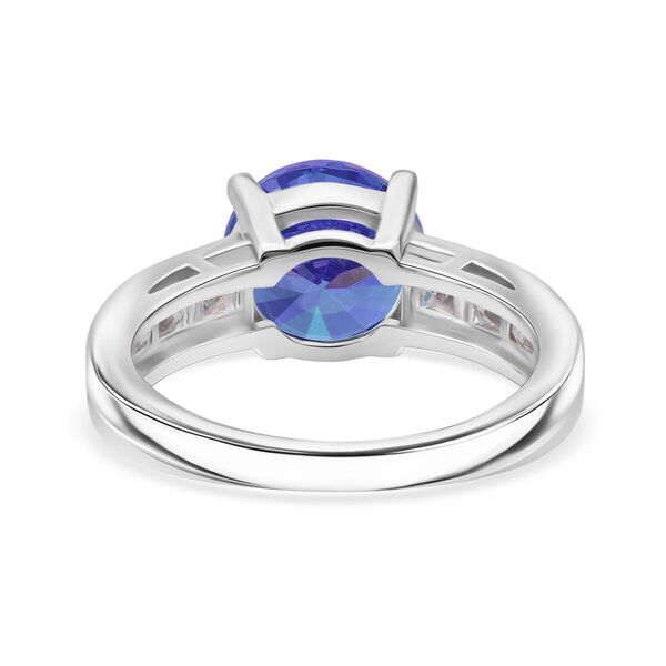 Lustro Stella Blauer Saphir-Farbener Zirkonia, Wei&szlig;er Zirkonia Ring 925 Silber rhodiniert (Gr&ouml;&szlig;e 17.00) image number 5
